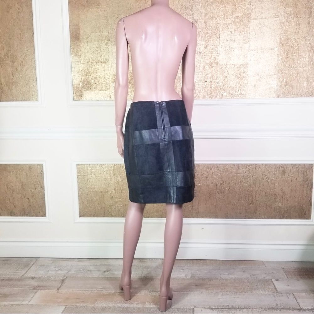 Alfani Leather Suede Geometric Pattern Skirt 14 - image 3